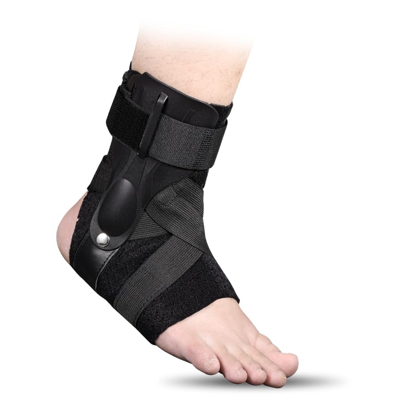 Sturdy Ankle Brace with Open Heel & X-Strap Support - Heavy-Duty Stability Brace for Ligament Sprains, Achilles Tendon & ankle instability - Adjustable Compression ankle brace for Basketball, Soccer, Sports - Ideal for Post-Surgery Rehabilitation & Chronic - Compatible with Sneakers - Ideal for Men & Women, Ankle Straps, Youth Ankle Brace, Ankle Strap Gym, Ankle Strap