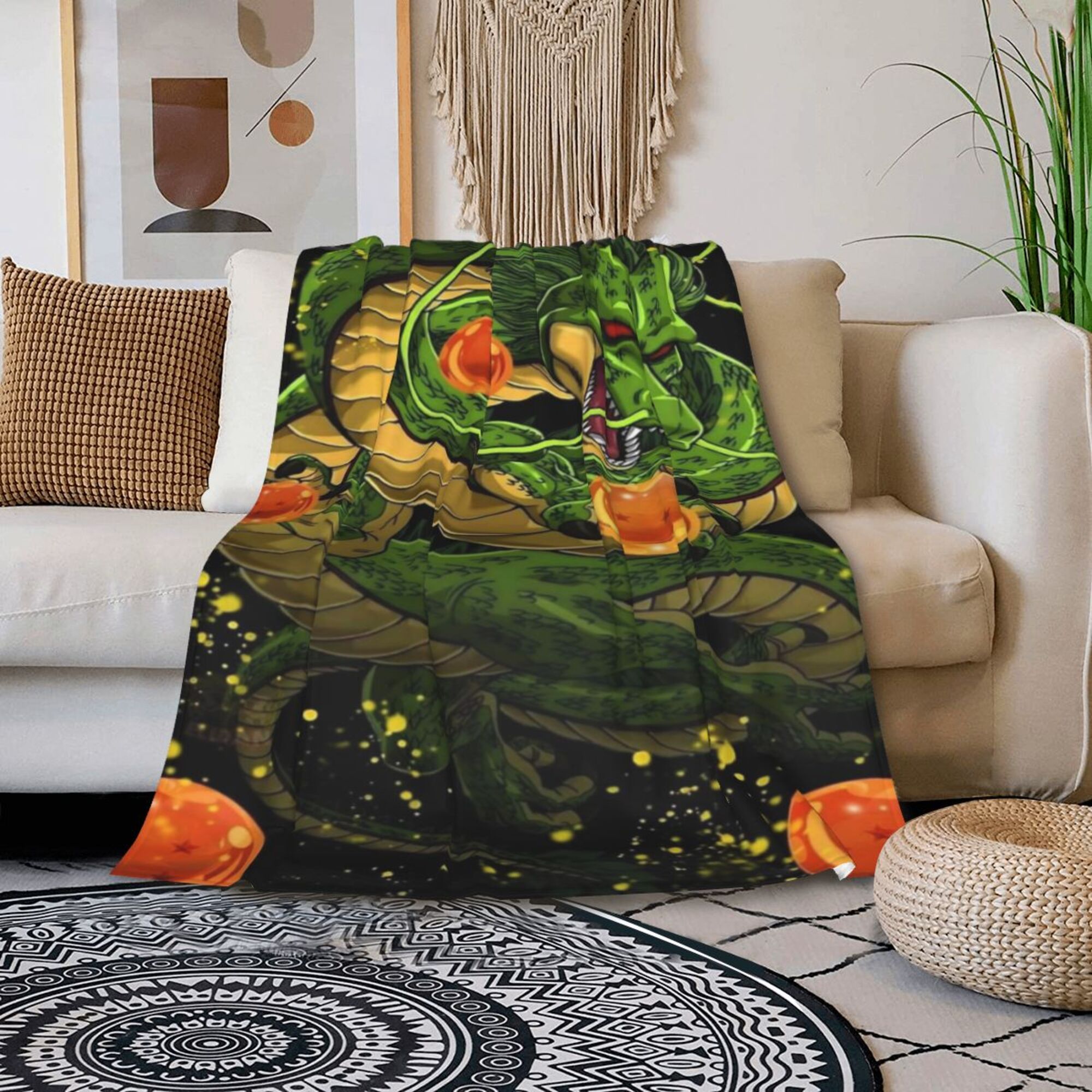 

Vibrant Anime Dragon Fleece Blanket - Soft, Cozy Polyester Throw With Dragon Design For Sofa, Office, Bed & Camping - Warm Nap Blanket, Ideal Holiday Gift