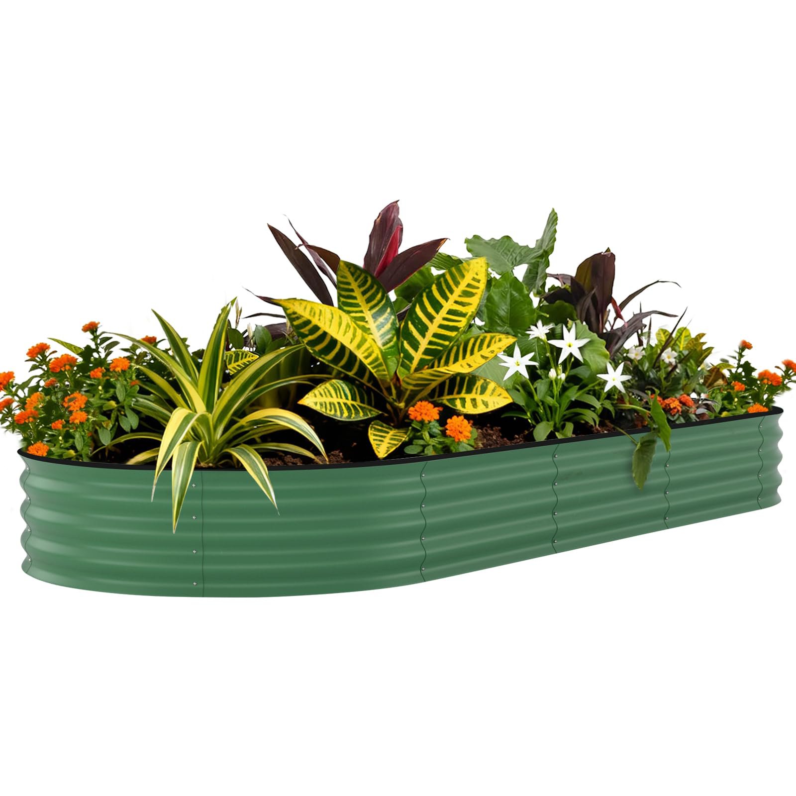 Galvanized Steel Raised Garden Bed 8x4x1. 5ft, Rust-proof Metal Planter Box With Open Bottom Drainage, Rounded , Includes Gloves & Support Rods For Outdoor Vegetable Growing