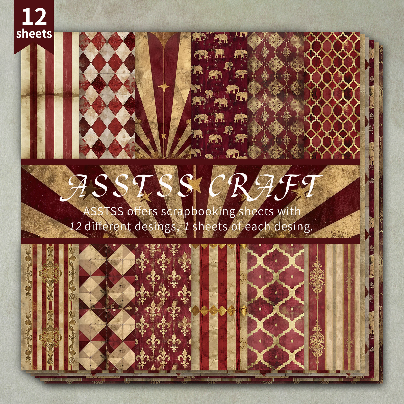 TEMU 12-sheet Scrapbooking Paper Pad, Backing Paper Supplies, Heavyweight Cardstock For Journaling, Collage Art, Greeting Cards, & Crafts, 6"x6" Pack