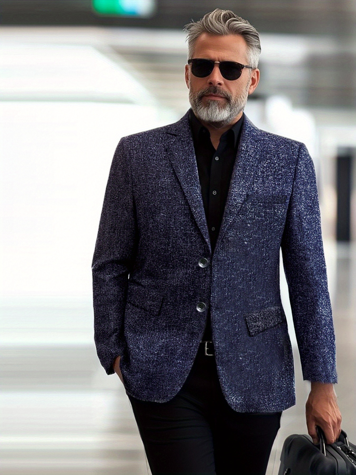 2025 New Men's Lightweight Casual Blazer Jacket - V-Neck Button-Up, Soft Polyester-Viscose Blend, Regular Fit, Solid Color, Spring/Fall Business Casual Coat for Dad & Professionals, Professional Clothing | Vneck Blazer | Structured Fit