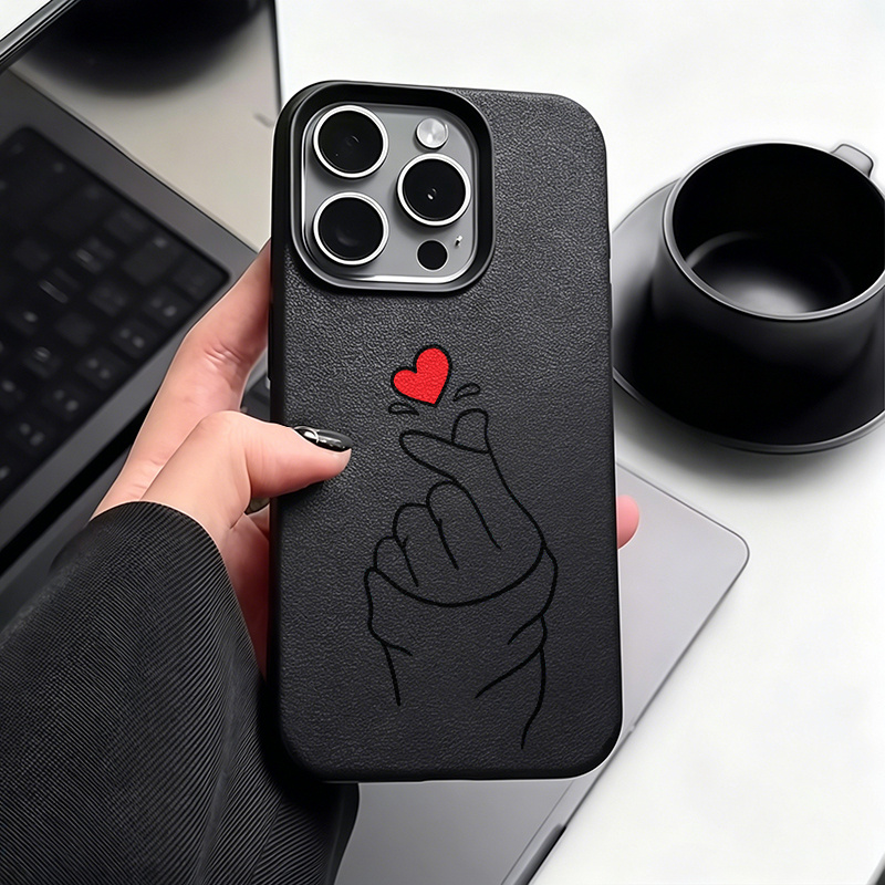 TEMU Phone Case - 1pc Fun Heart Love Trendy Pattern Full Wrap Tpu Lychee Texture Phone Case Suitable For Iphone 17 16 15 14 13 12 11 Pro Xs Xr 8 7