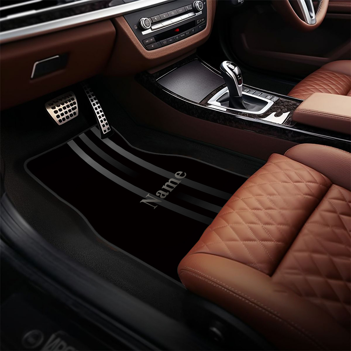 TEMU Customizable 4pcs Car Mat Set With Text - Featuring Black And Silver - Perfectly Fits Interior, With Exquisite Patterns That Add A Modern And