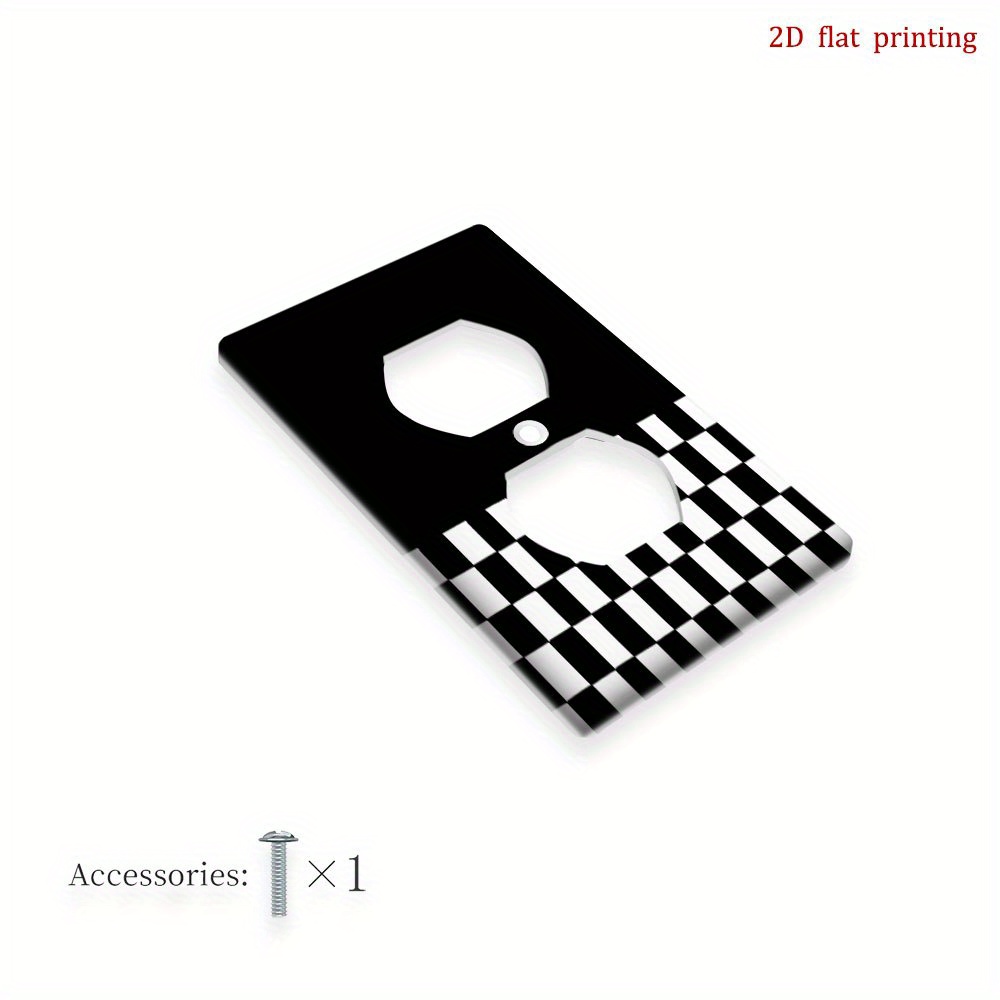 TEMU 1pc 1pcs Checkered Switch Plate Cover With Black Background & Checkered Pattern - Outlet Cover, Manual Installation Suitable For Home, Office,