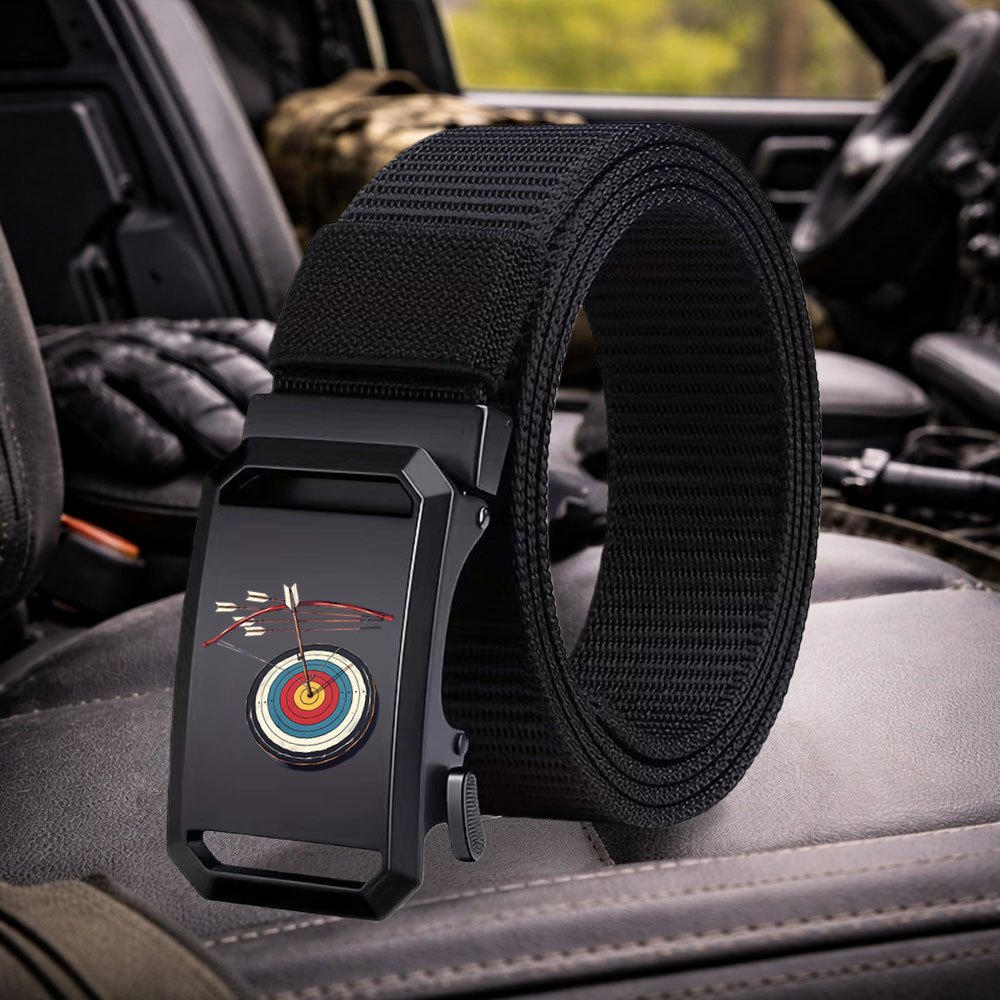 TEMU Men' Belt With - Woven Suitable For Archery, Outdoor, Casual Wear, Multi-functional Automatic Belt For Sports, Fashion Accessory For Gifts