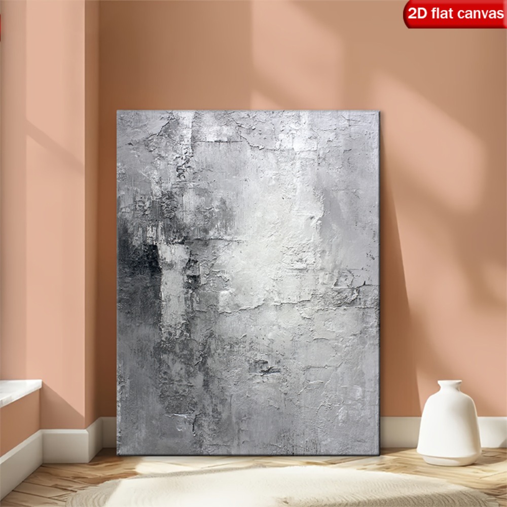 2D Flat, Minimalist Concrete Wall Art Suitable for   Decor - Gray Gradient Weathered   Wrap Canvas Panel, Neutral Tones for, Bedroom, Office - Contemporary Scandinavian Decorations