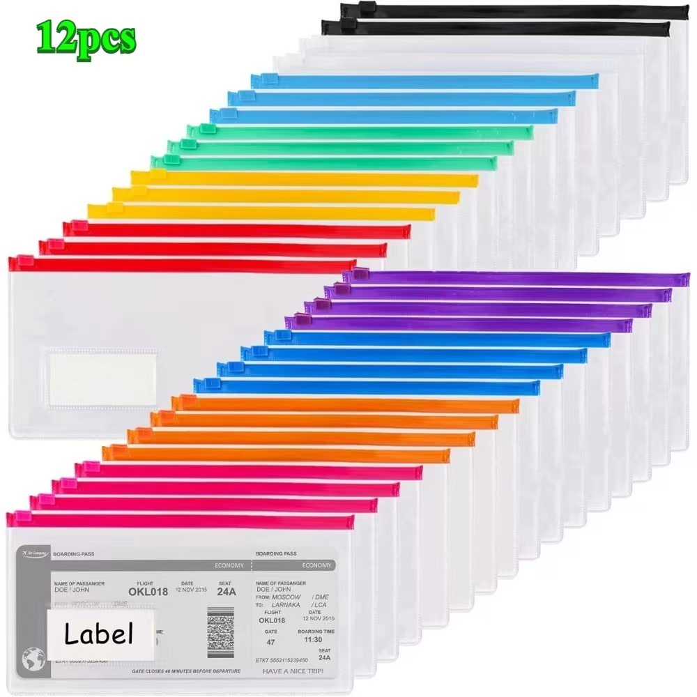 E-shop 12 Stk. & 24 Stk. & 36 Stk. Poly Zip Umschlag, Plastik Umschlag, Wiederverwendbare Umschläge, 9 X 4,7 Zoll, A6 Größe, 10 Farben, für Bürobedarf,