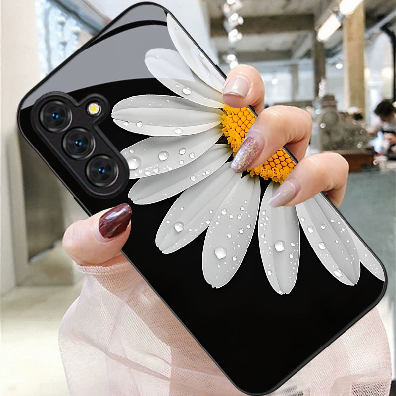 TEMU White Daisy Print Phone Case For Galaxy