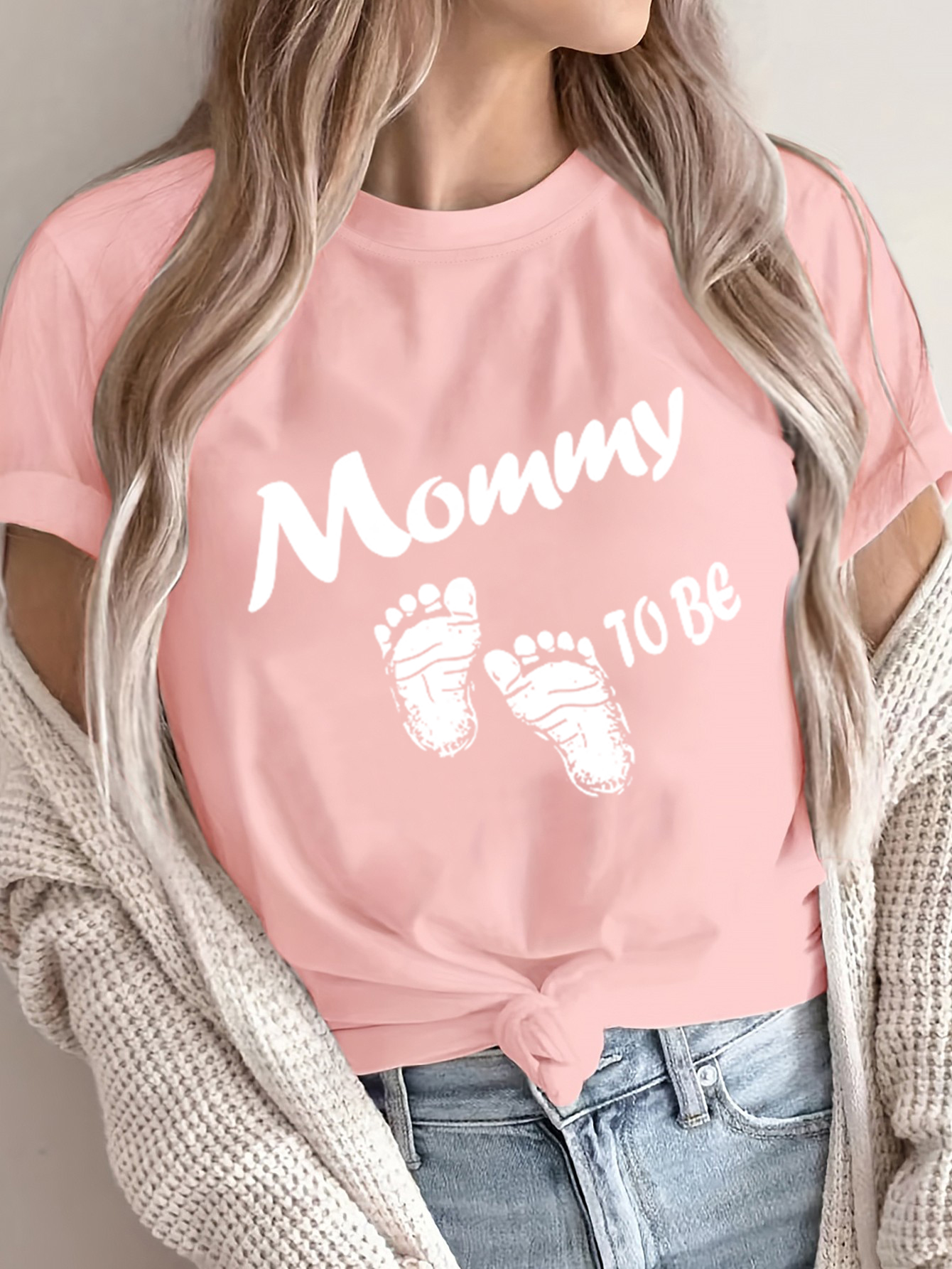 camiseta de maternidade para mulheres -   a   estampa  ,   redonda    ,   com   brancas, confortável e casual, lavável na máquina, roupa para   as  , design divertido,    , conjunto para gestantes, material  , presente para mães em  