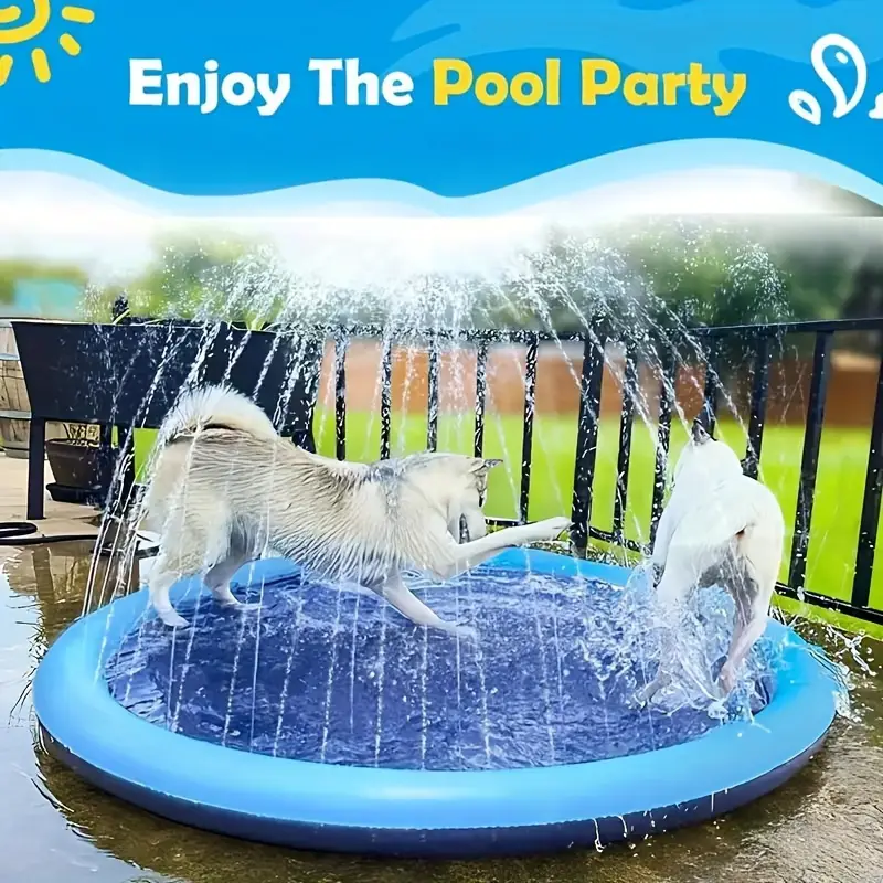 1pc durable pvc dog splash mat heavy duty outdoor pet bath tub with toys for 3 dogs to details 6