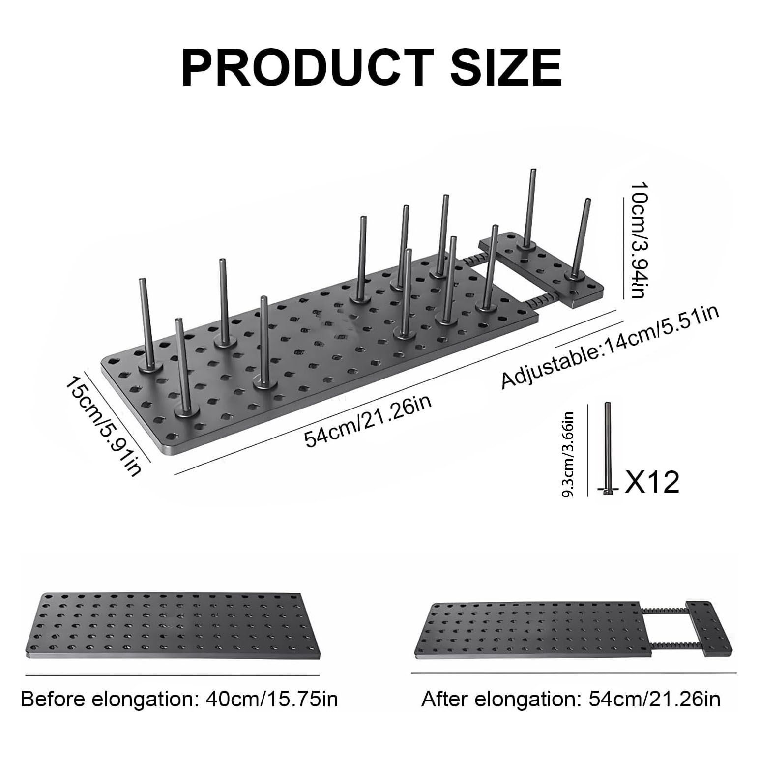 Image of 1pc Adjustable Plastic Dish Rack For Cabinet, 12-prong Dish Drying Rack, Extendable Dish Organizer With Removable Dividers, Space-saving Plate Stacker For Drawers Or Countertops, Gray