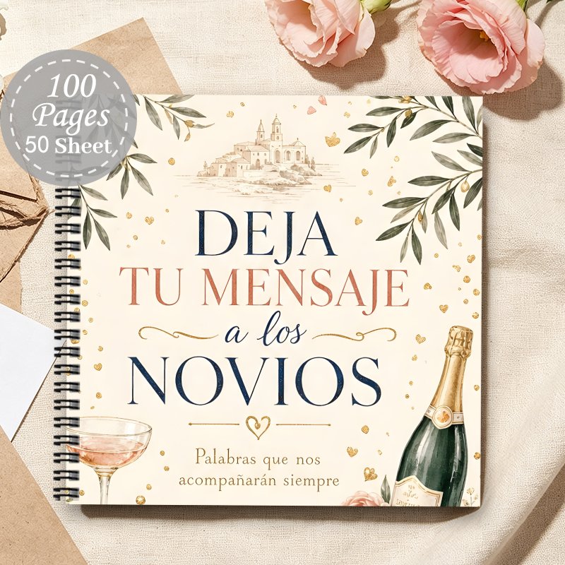 TEMU 1pc Libro de Visitas Estético Español para , Álbum de Recuerdos para Aniversario de , Testigos de y Regalo de , Mensaje de para Invitados,