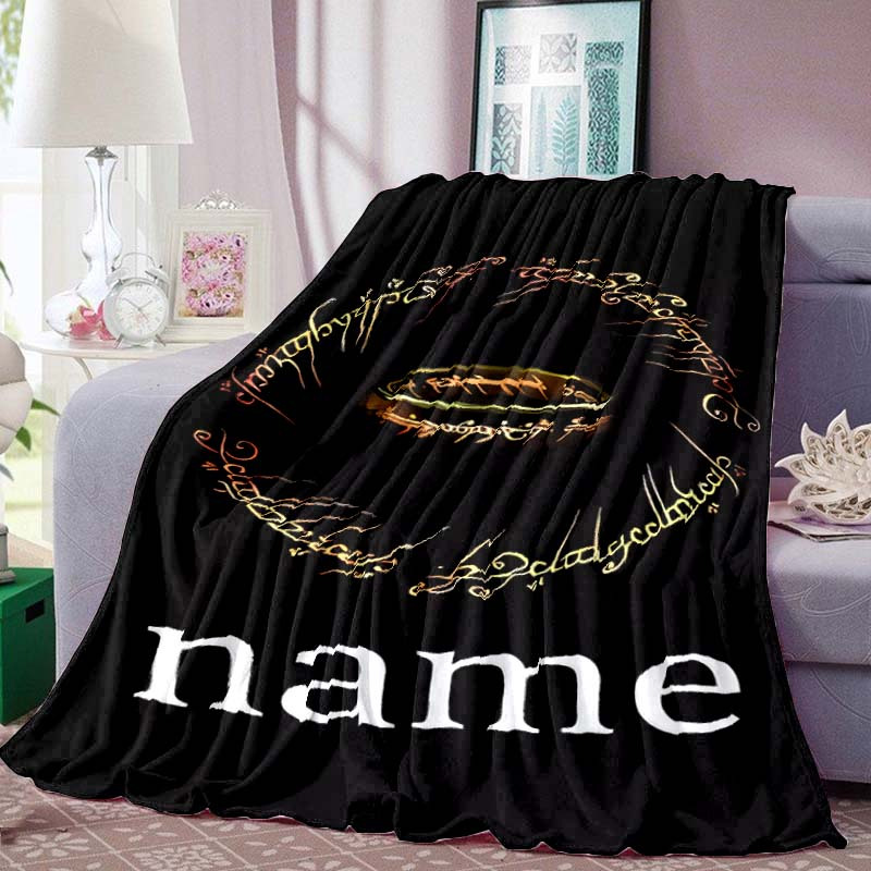 

1pc Custom Name Of The Rings Soft Flannel Throw Blanket, 100% Polyester, , Contemporary Style, All , 200-250gsm, Ideal Gift For