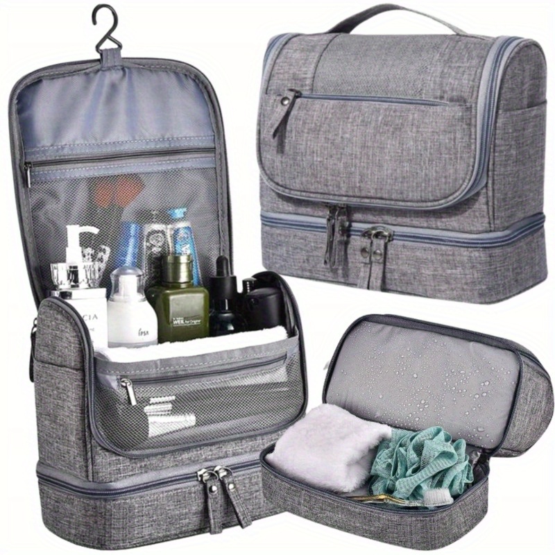 Image of Hanging Toiletry Bag Large Capacity Cosmetic Storage Organizer With Multiple Compartments Pockets Hook Portable Travel Bag For Men Women Bathroom Essentials