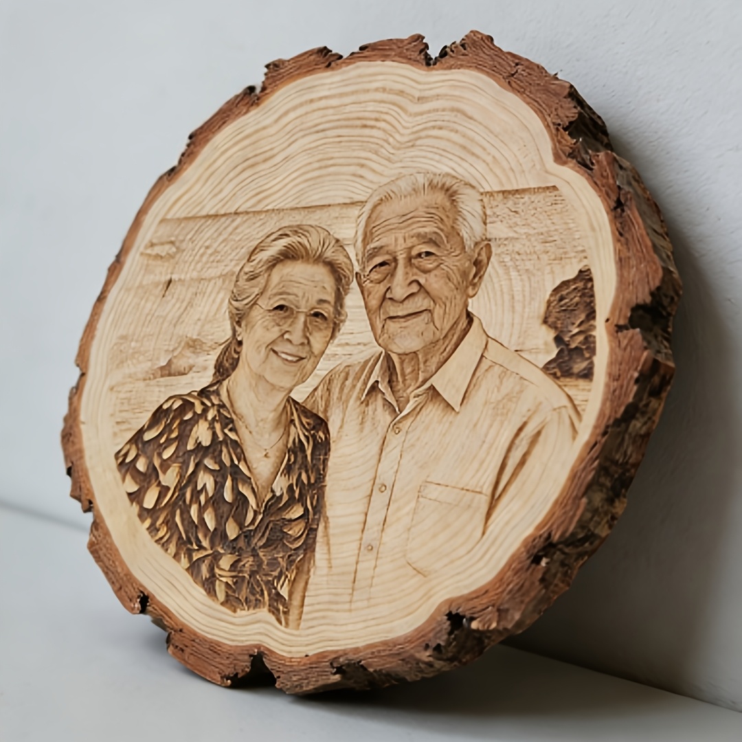 2d Flat - 1 [customized] 2d Flat Retro Chip Decorative Photo Ornament, Personalized Custom Warm Photo, , Pet Image Wooden Ornament, With Retro Exquisite Lines, Suitable For And Gift , Valentine's Day