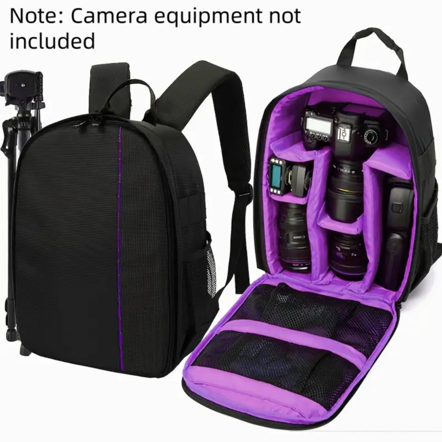 

Compact & Camera Backpack - Waterproof Nylon, Adjustable Dividers For Dslrs, Lightweight With Straps, Ideal For Travel & Use