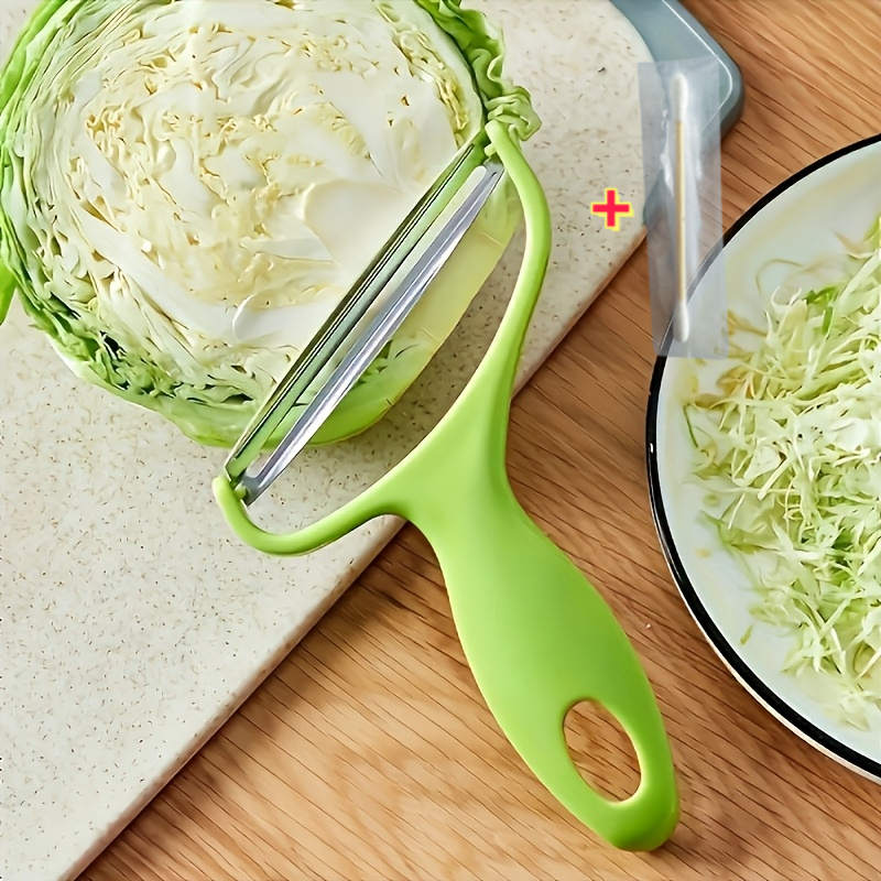 TEMU Multifunctional Stainless Steel Cabbage And Vegetable Peeler- Ideal Tool For Slicing, Shredding+1pc Cleaning Rod, And Peeling- Essential Kitchen Gadget