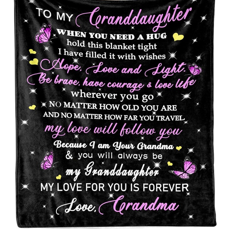 

1pc Polyester Embroidered Blanket Accents, -tear, , , -ready, - For Granddaughter - 51.2" X 59.1