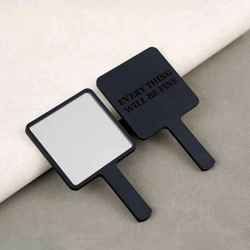 Portable Handheld Square Mini Mirror with Inspirational Quote