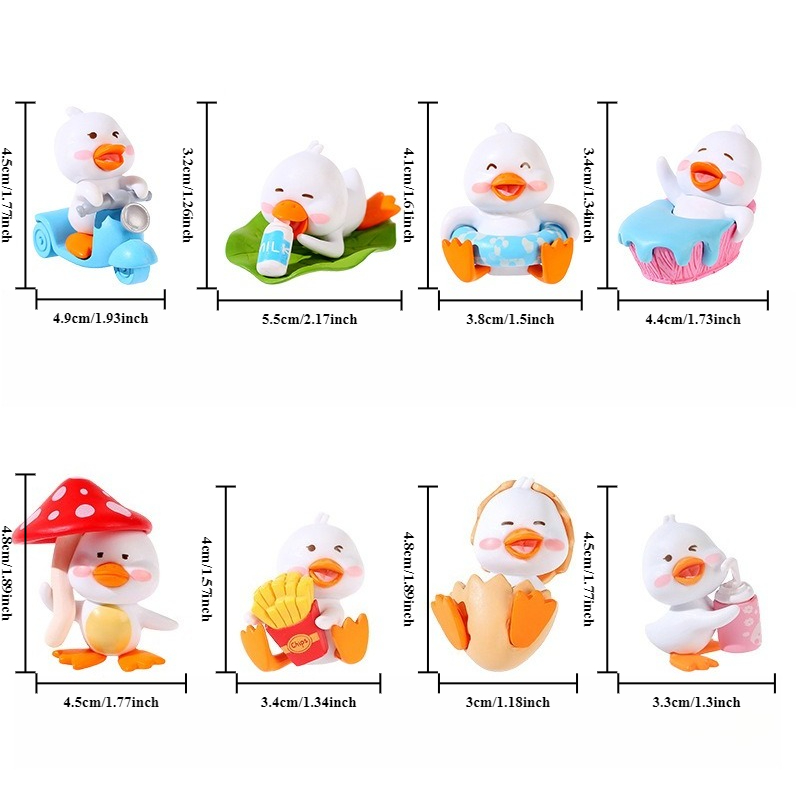 TEMU 8pcs/set, Micro-landscape Creative Cute Happy Duck Car Ornaments Cartoon Pvc Doll Cake Ornaments Dolls Suitable For Christmas, Easter,