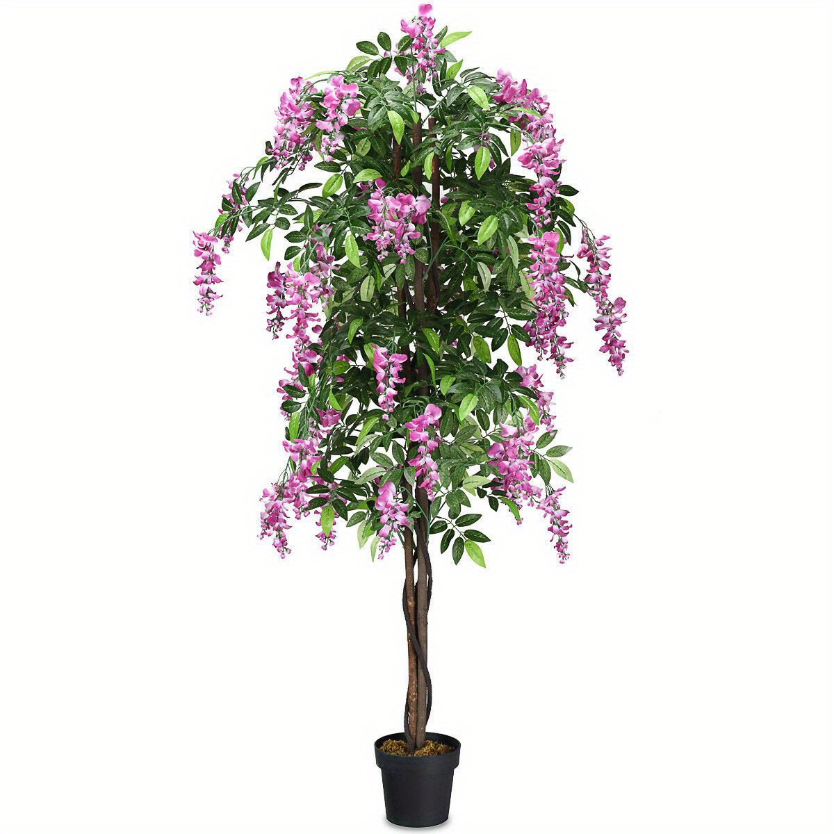Image of 6-foot Tall Artificial Wisteria Tree With Pink Flowers - Realistic Indoor/outdoor Decor, No Maintenance, Lightweight & Plastic Construction, Home, Patio
