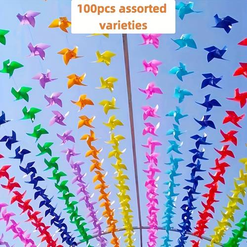 100 piezas - guirnaldas de de 4 hojas - coloridas volantes de plástico, con 30 metros de alambre, perfectas para , , fiestas y decoración de jardines, decoraciones para fiestas | diseño de | volantes de plástico duraderos, decoración para exteriores (aleatorio)