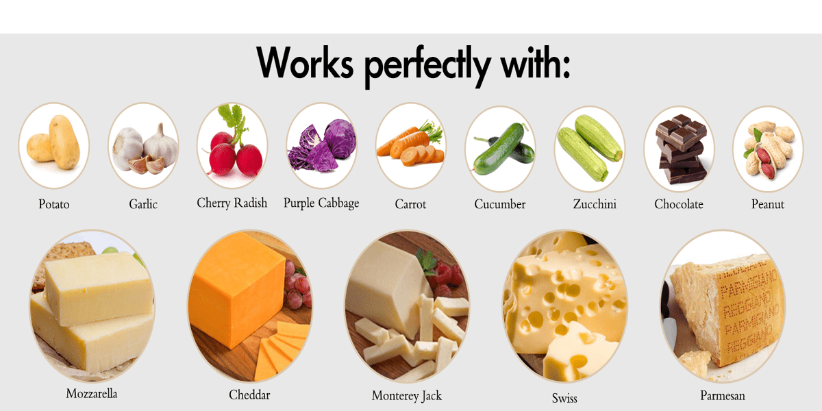 Hand-Cranked Rotary Cheese Grater | for Shredding Fresh Cheese, Vegetables, And Nuts, Metal, Non-Slip Suction Base, Includes Three-Blade Cleaning Brush
