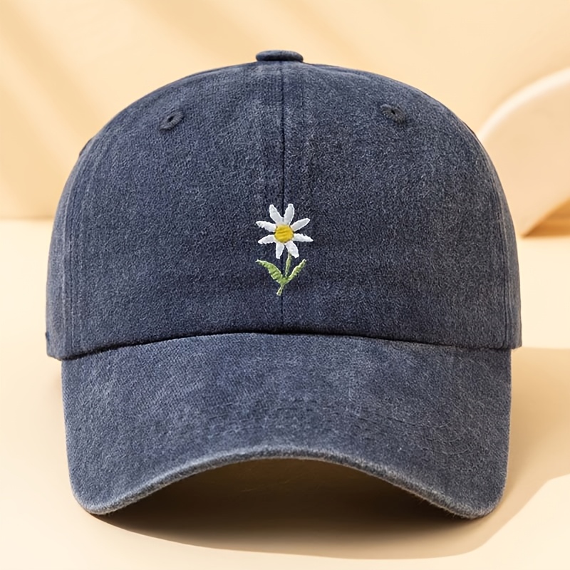 TEMU Men' Small Floral Embroidered Baseball With Duckbill Bill - Hand Washable Suitable For Outdoor, Casual Wear & Events, - Versatile Hat With