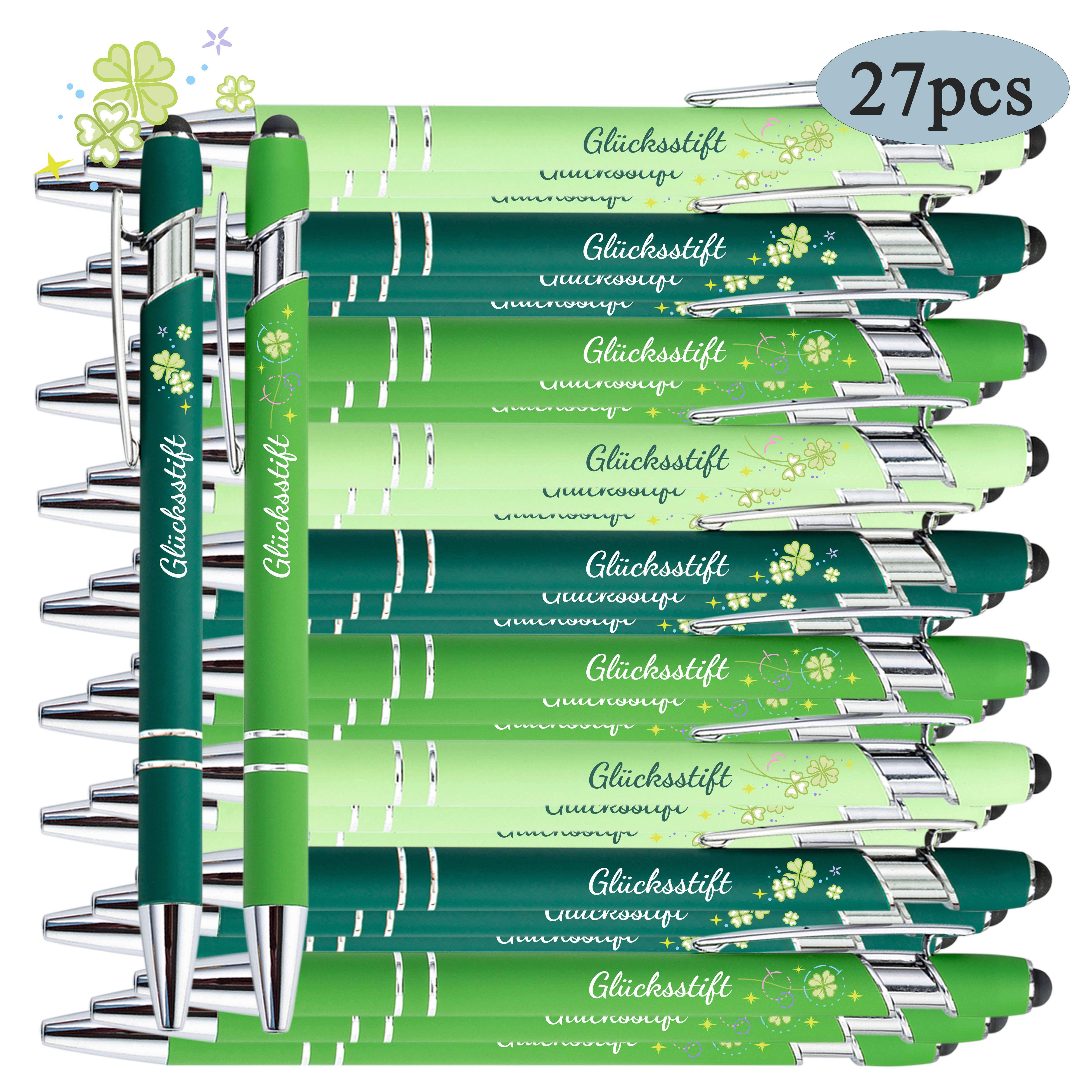 Image of 27pcs Ballpoint Pen Set With Engraved German Motivational Quotes, Black Ink Pens For Employee Appreciation, Perfect Gift For Staff, Volunteers, Nurses, Back To