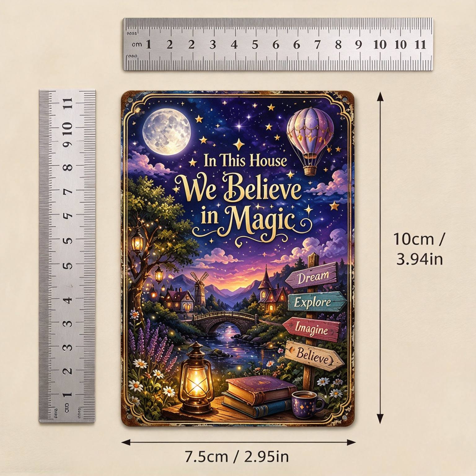 TEMU 2d Flat - Decorative Sign 2d Flat - Mini Decorative Wooden Plaque - In This House In Plate Sign, Magical Decorative Sign, Vintage Moon Wooden