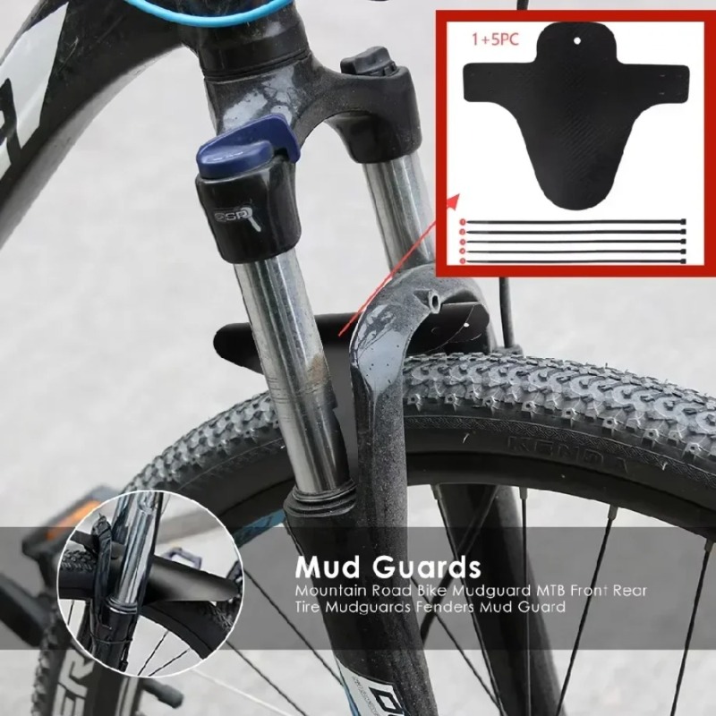 5pcs/1 Set Mountain Bike Mudguard Plastic Carbon Fiber Colorful Front And Rear Wheel Mudguard Mtb Bicycle Fender Bicycle Wing Mudguard Cycling Additions
