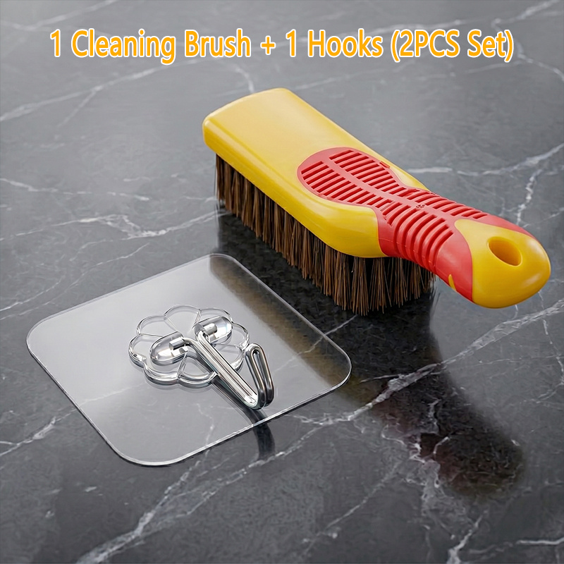 TEMU 1 Cleaning Brush  1 Hook(2pcs Set), Car Cleaning Brush, Interior Scrub Brush, Household Cleaning Brush, Shoe Cleaner And Synthetic Leather