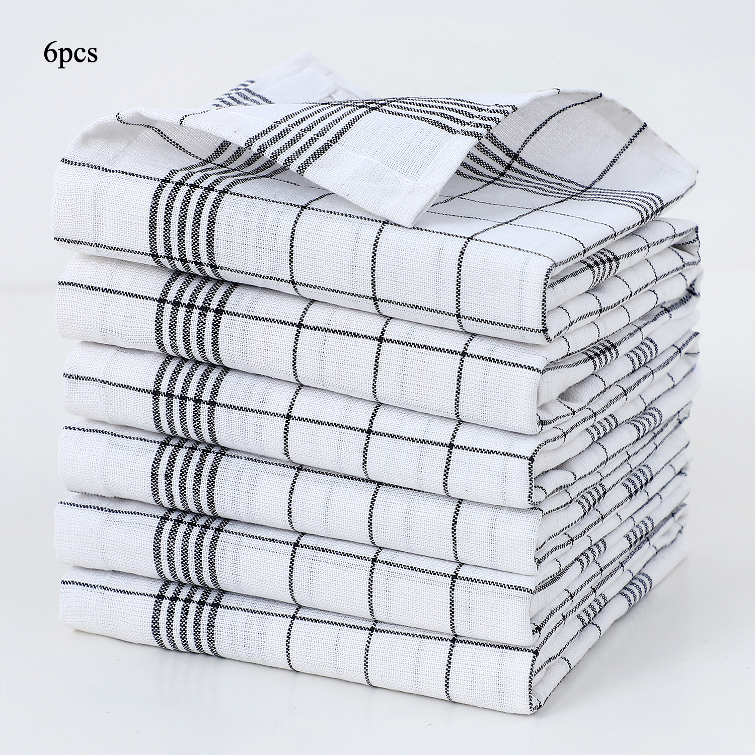 Image of 6/12pcs Dishcloths And Dish Towels, 3-color Kitchen Tea Towels, Soft Tea Towels, Mesh Kitchen Towels, Fabric Striped And Checkered Kitchen Towels, Kitchen Supplies Cleaning Tools