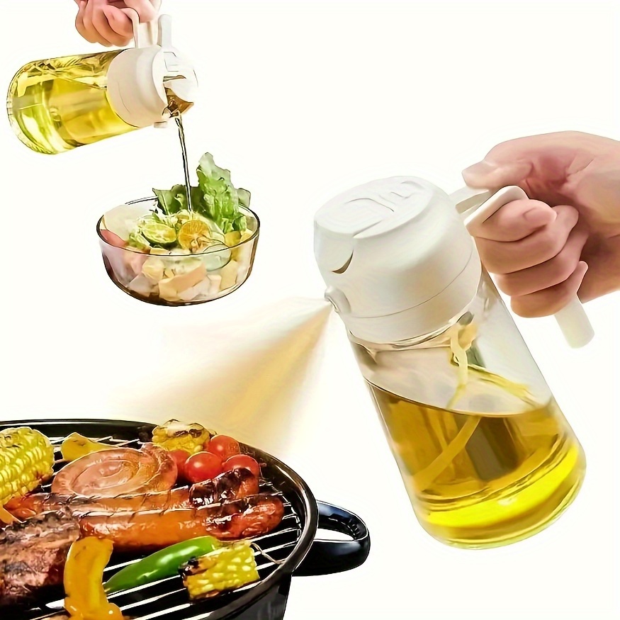 1pc leak proof olive oil spray bottle dual purpose plastic dispenser   mist pour spout bpa free ideal for salads bbqs and cooking easy to hand wash round design cooking oil spray bottle Product details 2