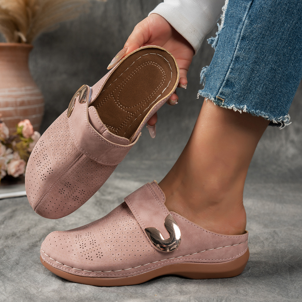 women's dress mules and slides Clogs For Women Comfortable Suede Closed Toe Sandals The gold bit accent detail is elegant and classic while the slip on mule design is modern and easy Alpine Swiss Linda Womens Leather