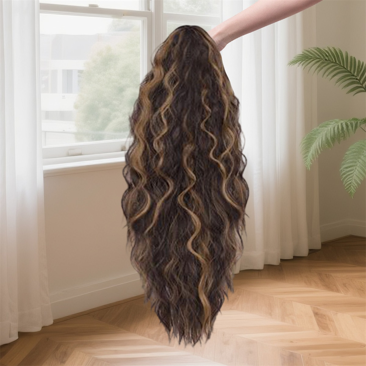 clip-in long wavy ponytail hair extensions for women - natural looking curly pony tail with volume & length,  -on hairpiece wig for parties, weddings, everyday use (no damage,  ) details 9