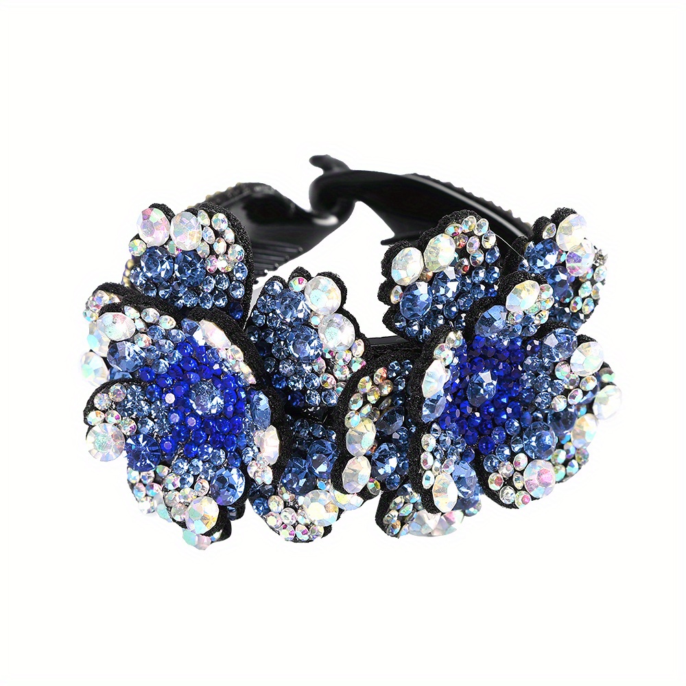 TEMU Pinza para el cabello con flor de diamantes de vintage, clip francés para moños, moldeador de moño , ideal como regalo de Navidad para madres