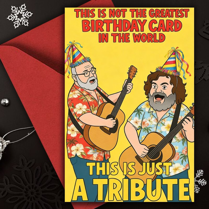 TEMU 1pc, Funny Birthday Card With Envelope,1pc Birthday For Congratulate Any Occasion, Envelope Random - Featuring Guitar - Playing Men With Party