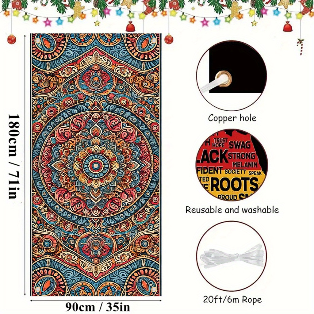 TEMU 2d Door Curtain Banner, Sold As A Single Piece, Made Of Polyester Fiber, Measuring 35 Inches By 71 Inches. This Indoor And Outdoor Decorative
