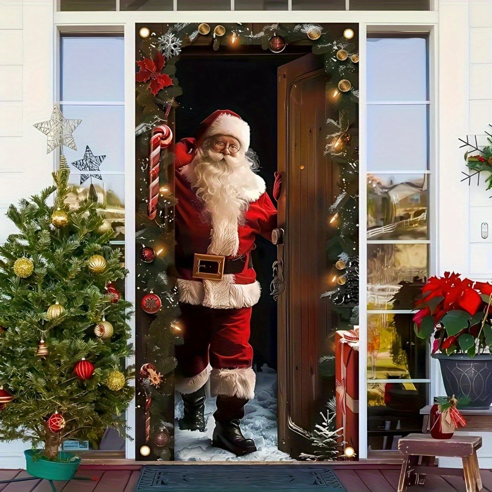 Bannière Porte Père Noël - Décoration De Noël 2D - Facile à Installer, Parfaite Pour Le Porche Ou L'intérieur - 12