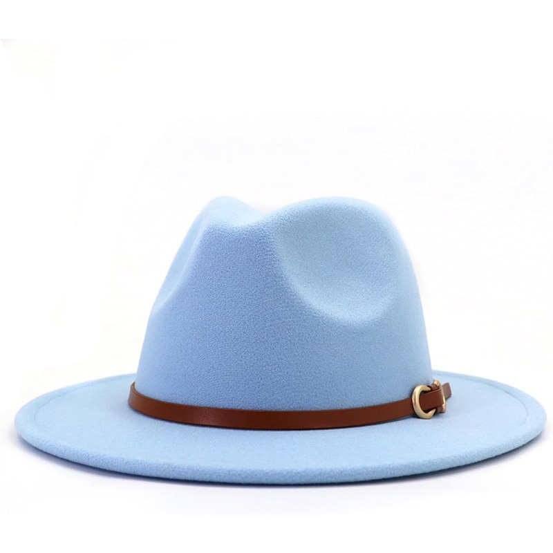 TEMU Hat Men Women's Felt Jazz Hat Wide Brim Panama Hat With Belt