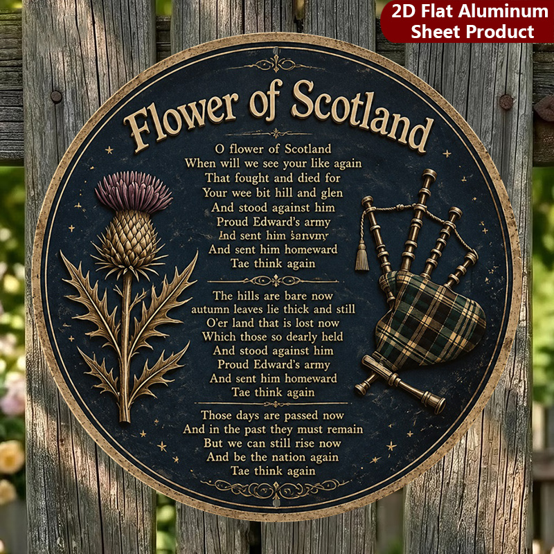 TEMU 2d Flat, 1pc, Scottish Heritage Round Sign, Thistle Pattern Vintage Decorative Plaque, Art Porch Decorations, Wall Decorations, Home Decor, Room
