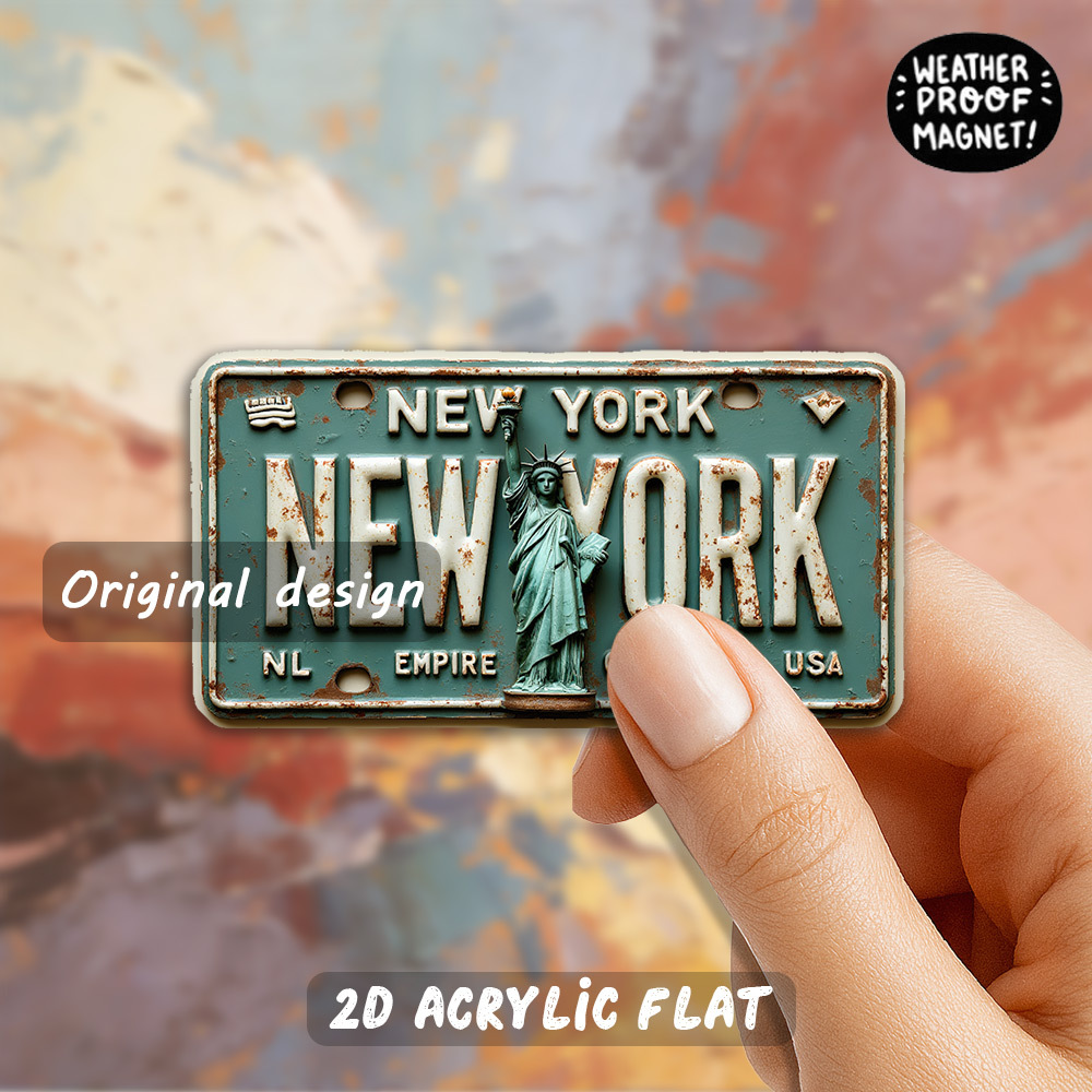 TEMU Imán para placa de matrícula de , diseñado para entusiastas de y viajeros. El imán de refrigerador vintage de la Estatua un realista en verde y