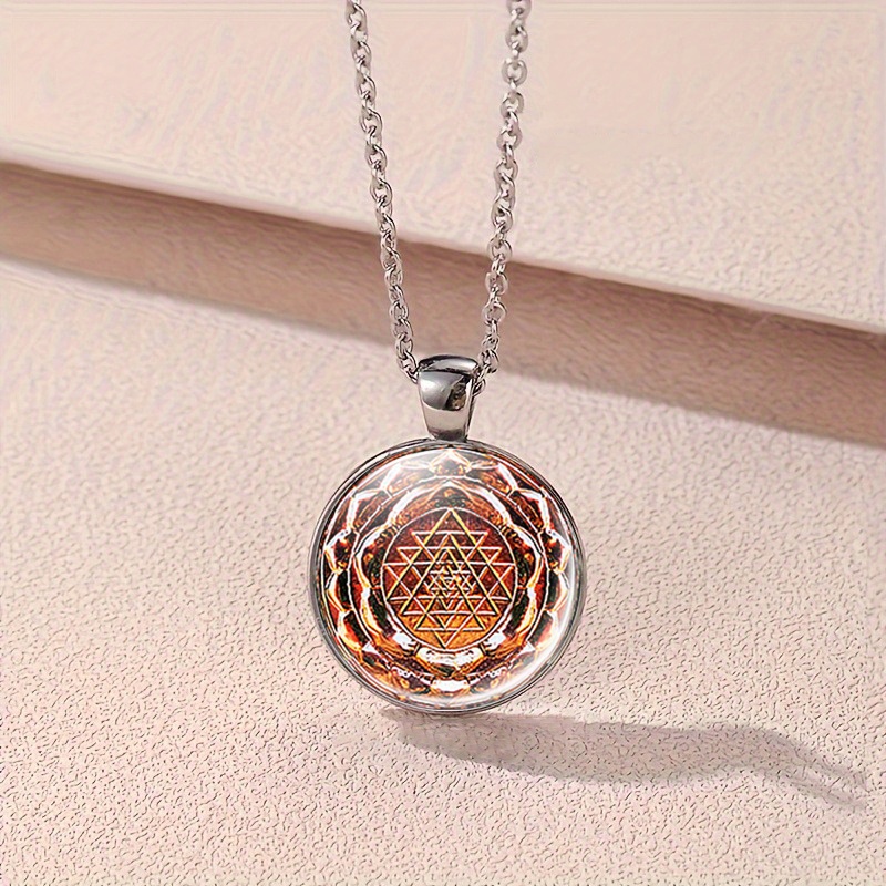 4pcs Vintage Sri Yantra Necklace and Earring Set, Gift for Her