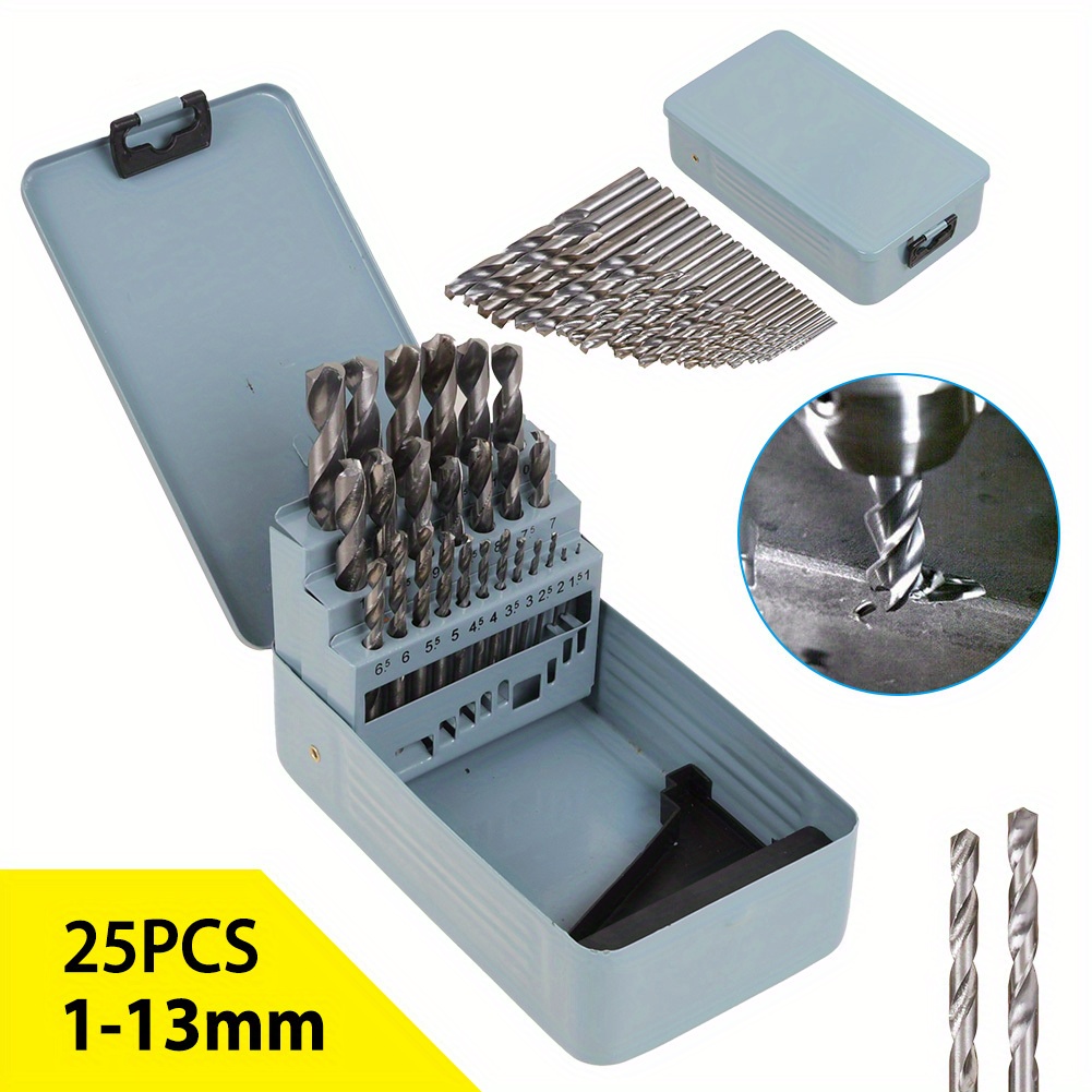 25pcs Hss Drill Bit Set Metric Cobalt Drill Bits 1-13mm With Case For Metal