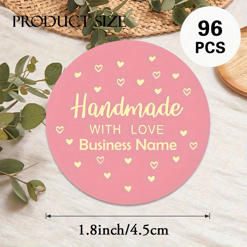 TEMU Custom 48/96pcs Handmade - Themed Round Stickers, Personalizable With Business Name, Etc. - Filled Design. Applicable For Craft Product Labels,