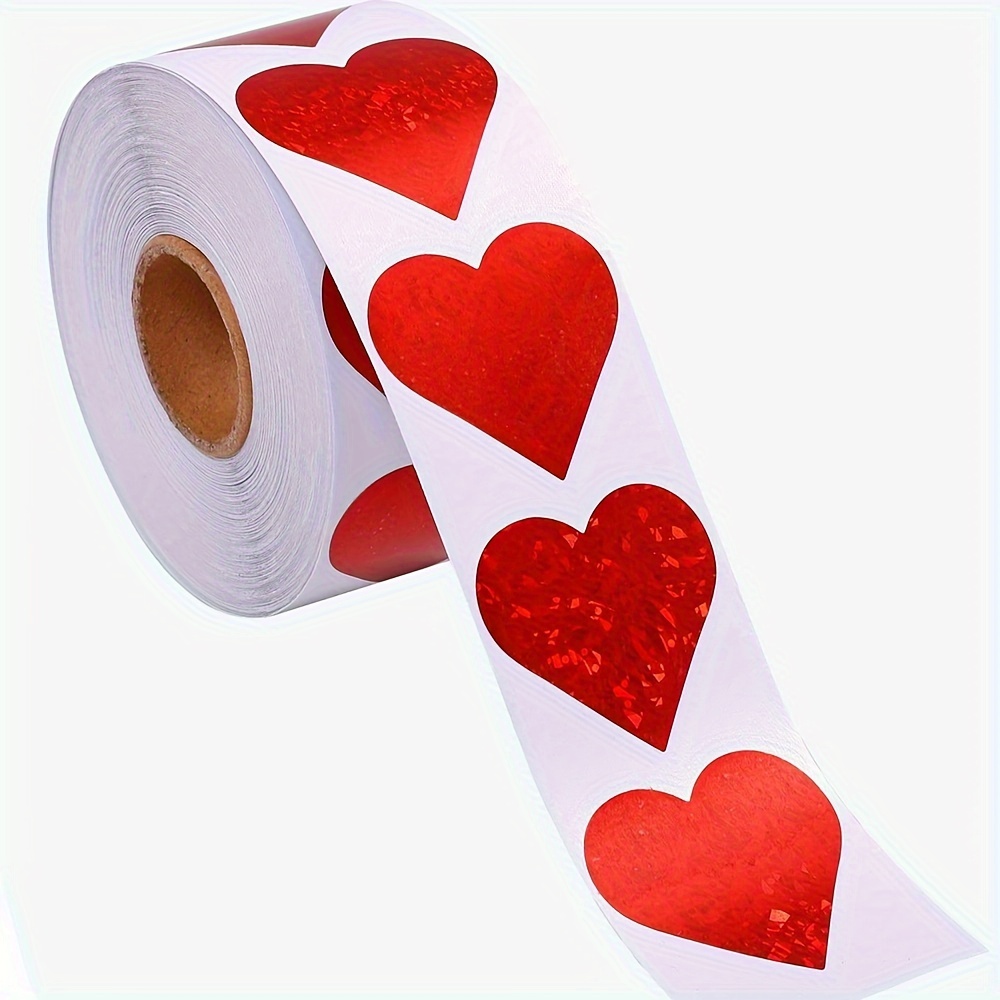 TEMU 100pcs Red Heart Stickers- Self-adhesive Valentine's Day Decoration Stickers, Glossy Finish, 1.0inch Round Labels, Suitable For Gifts And Party