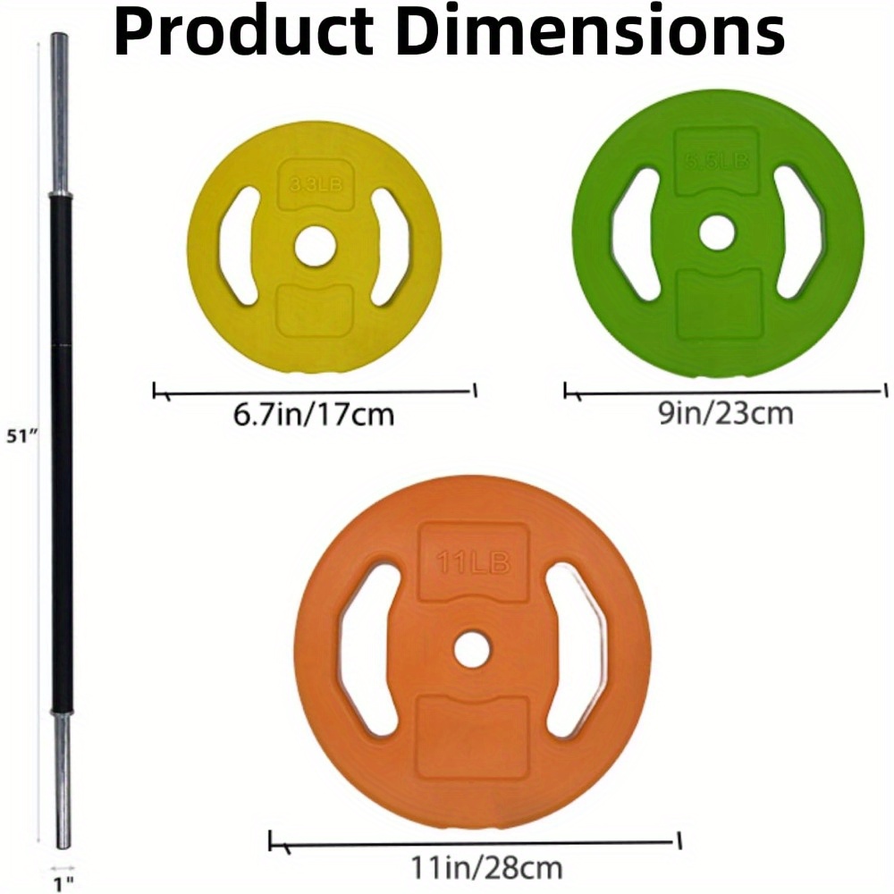 Barbell Weight Set for Lifting, Adjustable Barbell Set for Home Gym with 51 Inch Bar, Pu Coating Barbell Plates