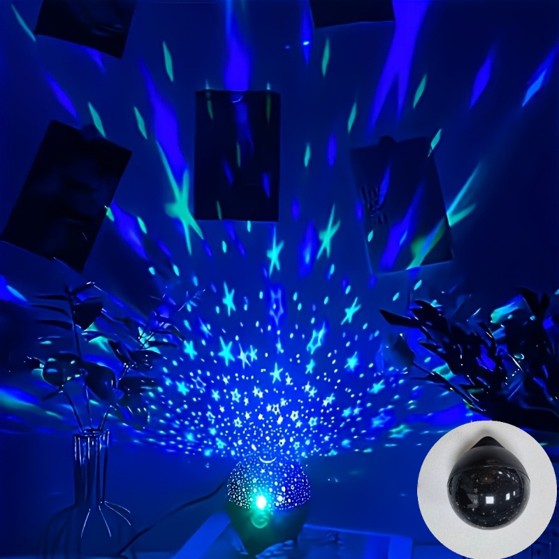 TEMU 1 pièce Lampe améliorée à projection USB Ciel Étoilé Noir et Lune, Veilleuse LED Univers pour Décoration de Pièce, Lampe Idéale pour Chambre,