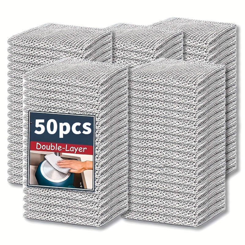 

50- Steel , Double- Non-scratch Metal Cleaning Cloths, Reusable Knitted Dishwashing For Wet And Dry , , Pans, Utensils, -ball